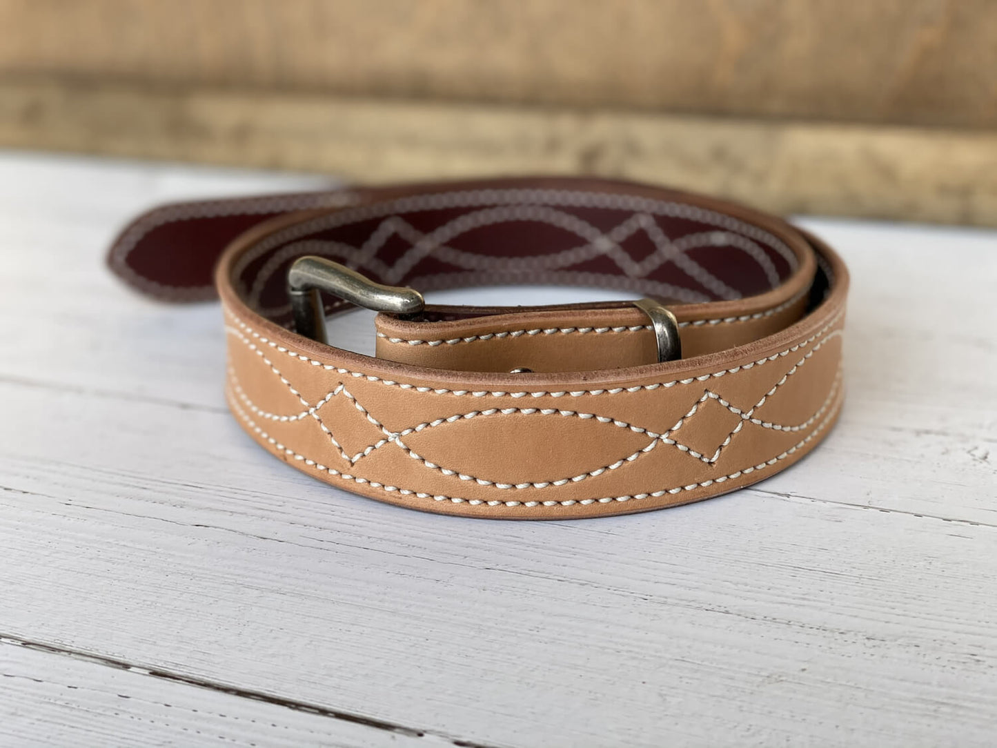 Natural Saddle Stitch Belt