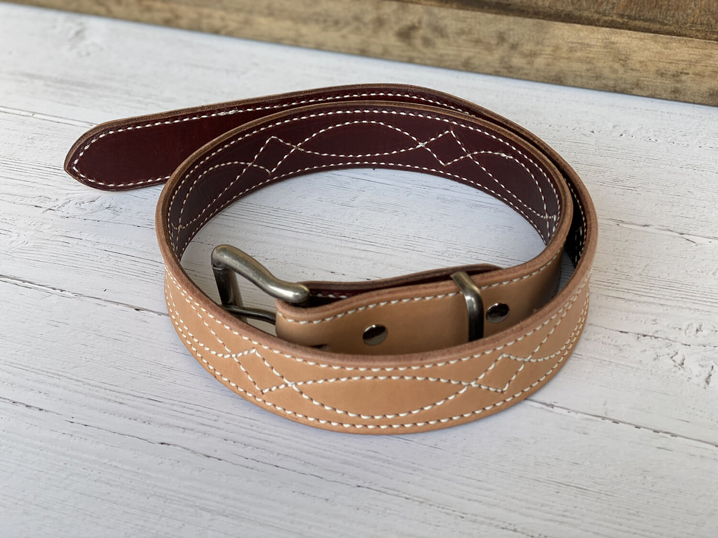 Natural Saddle Stitch Belt