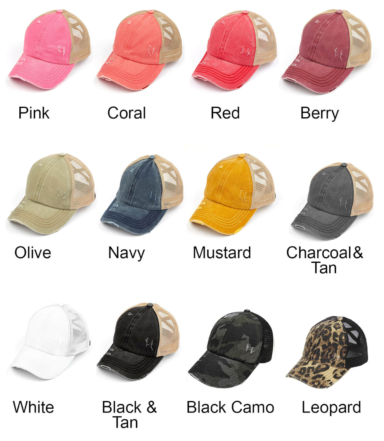 Women's CC Criss-Cross Back Hat with Side Patch (Multiple Color Options)